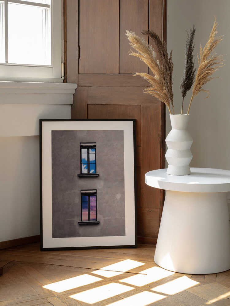 Day Night Windows, arte de Ariz Rab enmarcado en una pared