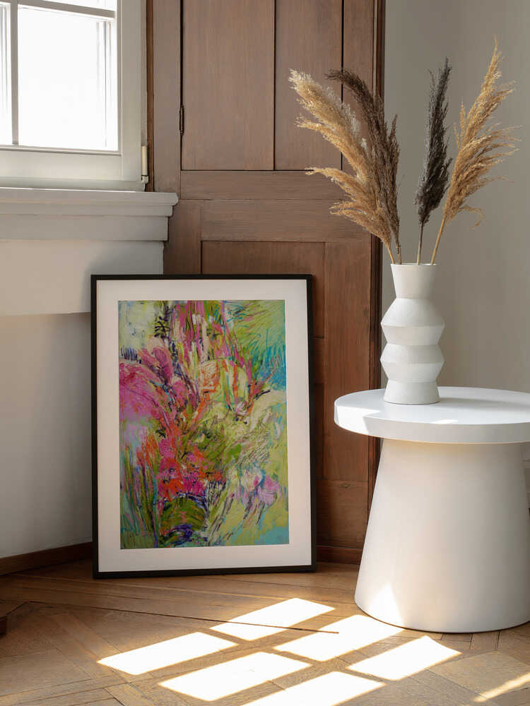 Expressionist Colorful Abstract, arte de Dorothy Fagan enmarcado en una pared