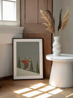 Downhill Skier, arte de The Creating Mind enmarcado en una pared
