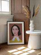 Melancholy Girl Portrait, arte de Sharyn Bursic enmarcado en una pared