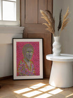 Glowing Polka Dot Portrait, arte de Naomi Vona enmarcado en una pared