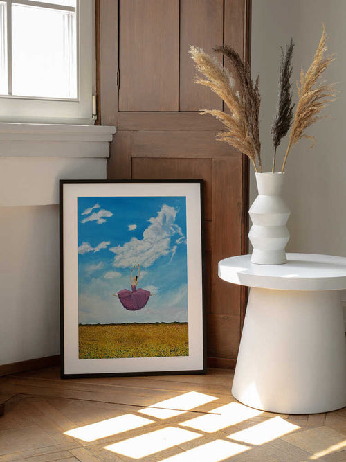 Ballerina in Sunflower Field, arte de Tom Blood enmarcado en una pared