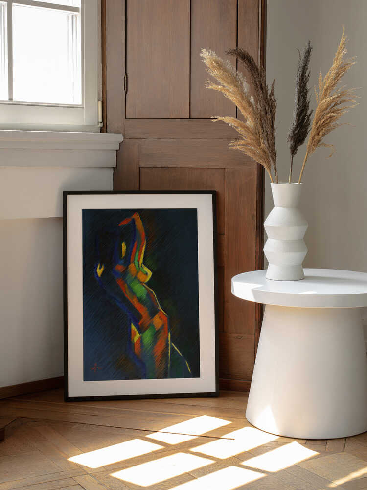 Colorful Abstract Figure, arte de Corné Akkers enmarcado en una pared