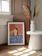 Vibrant Floral Woman, arte de Uma Gokhale enmarcado en una pared