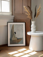 Serene Boat Journey, arte de SHANDU enmarcado en una pared