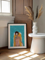 Woman Poolside Relaxation, arte de Uma Gokhale enmarcado en una pared