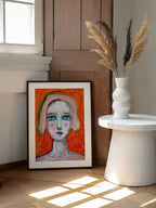 Melancholy Woman Portrait, arte de Sharyn Bursic enmarcado en una pared