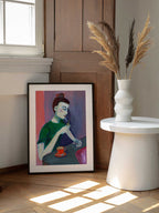 Cafe Contemplation, arte de Sharyn Bursic enmarcado en una pared