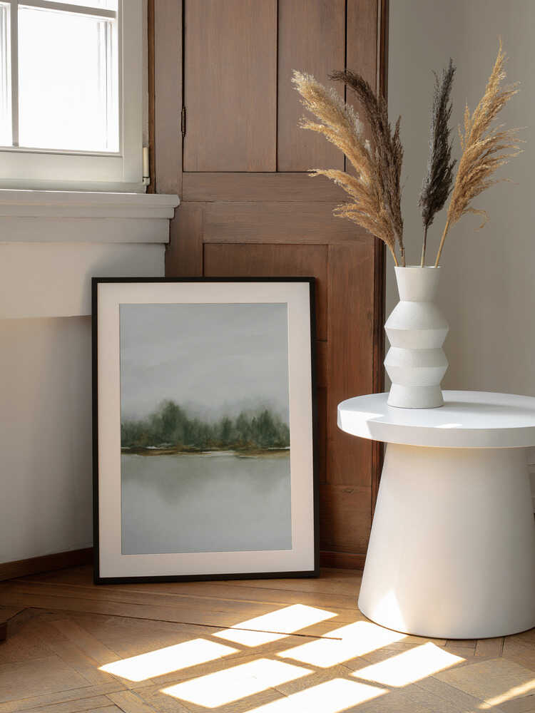 Misty Forest Reflection, arte de Rachel Elise enmarcado en una pared