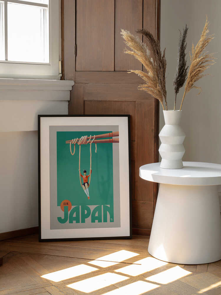 Japanese Noodle Swing, arte de Mark Harrison enmarcado en una pared