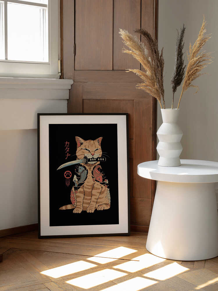 Catana, arte de Vincent Trinidad enmarcado en una pared