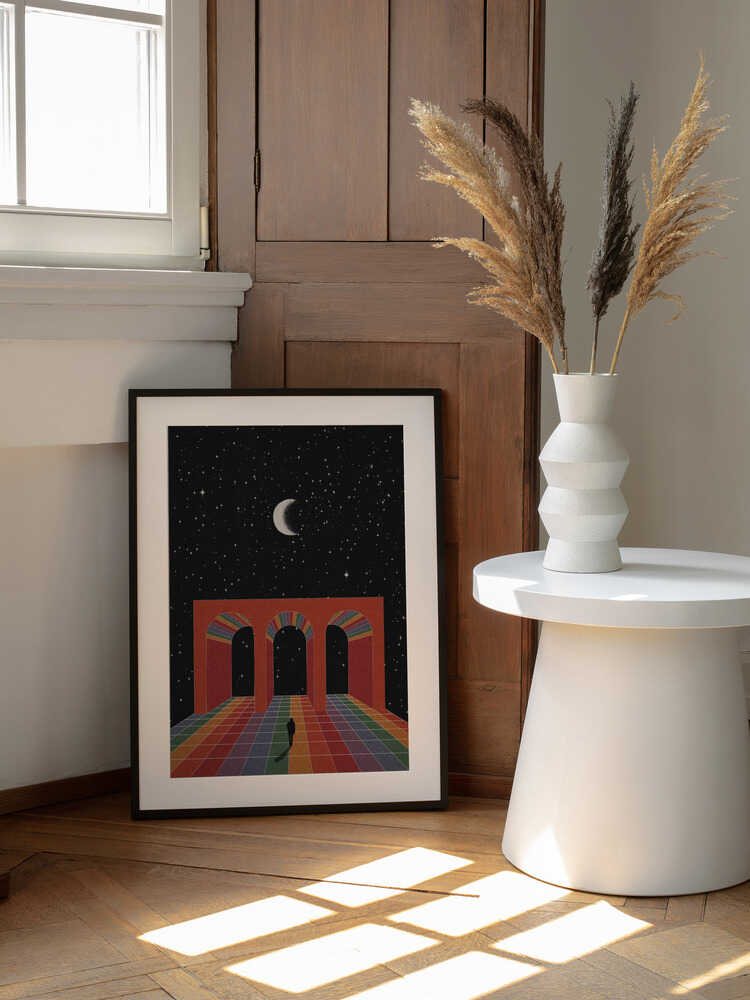 Starlit Archway Journey, arte de Nibera enmarcado en una pared