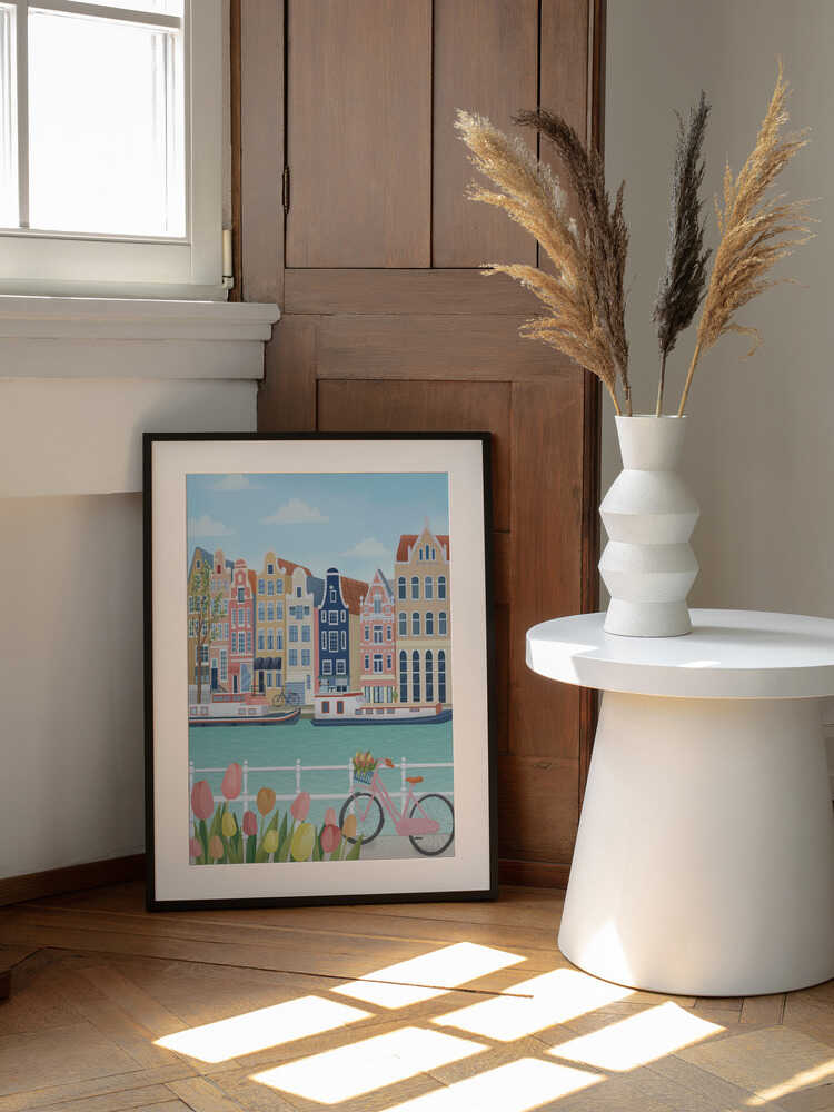 Amsterdam City, arte de Petra Lizde enmarcado en una pared