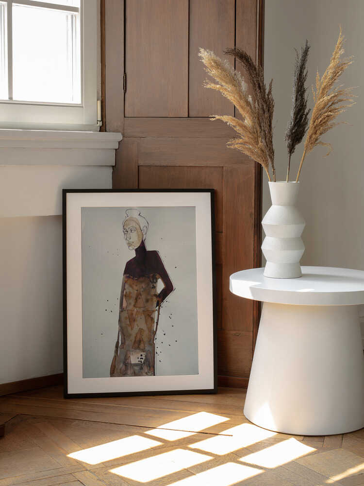 Elegant Fashion Figure, arte de Doris Schmitz enmarcado en una pared