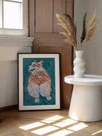 Vibrant Corgi Dog, arte de Pauline Wegman | Key and Sea Creative enmarcado en una pared