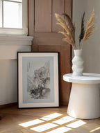 Japanese Rocky Landscape Boarder Vintage Illustration, arte de Ko Fuyo enmarcado en una pared