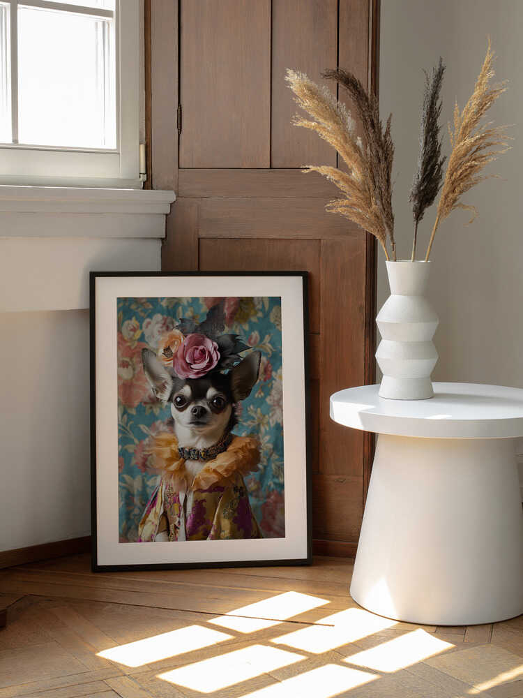 Regal Chihuahua Portrait, arte de SHANDU enmarcado en una pared