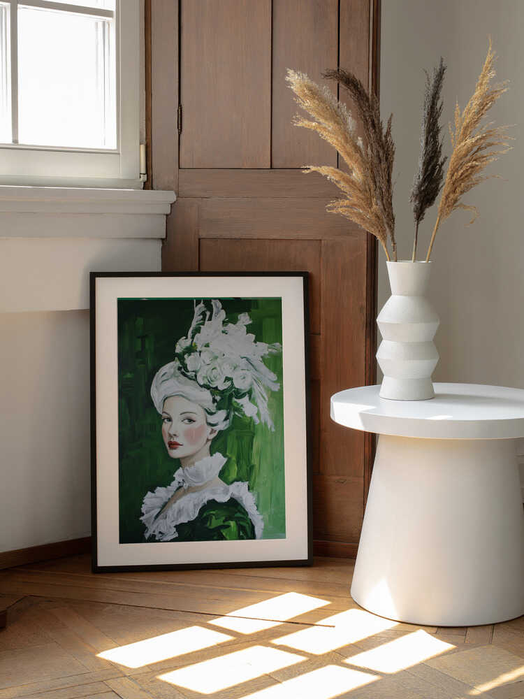 Tearful Green Lady, arte de SHANDU enmarcado en una pared
