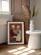 Floral Embrace, arte de Uma Gokhale enmarcado en una pared