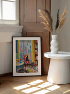Cat in front of window in New York bright colours, arte de Caroline Bonne Müller enmarcado en una pared