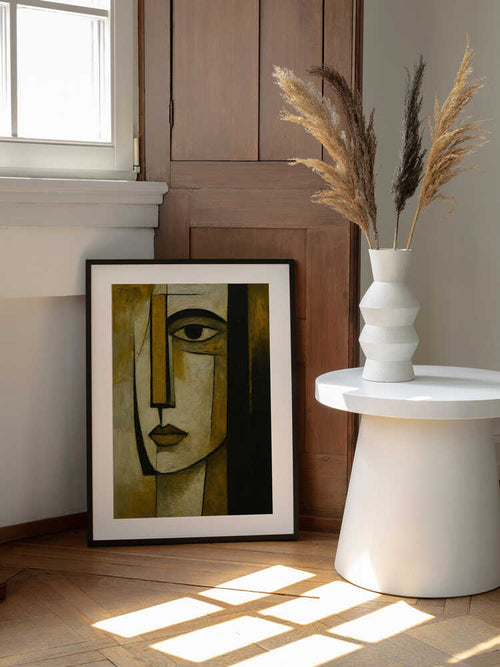Abstract Golden Portrait, arte de HUGO enmarcado en una pared