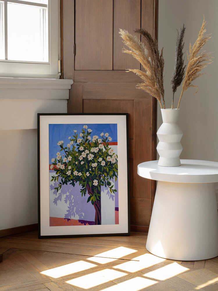 Sunny Daisy Bush, arte de Uma Gokhale enmarcado en una pared