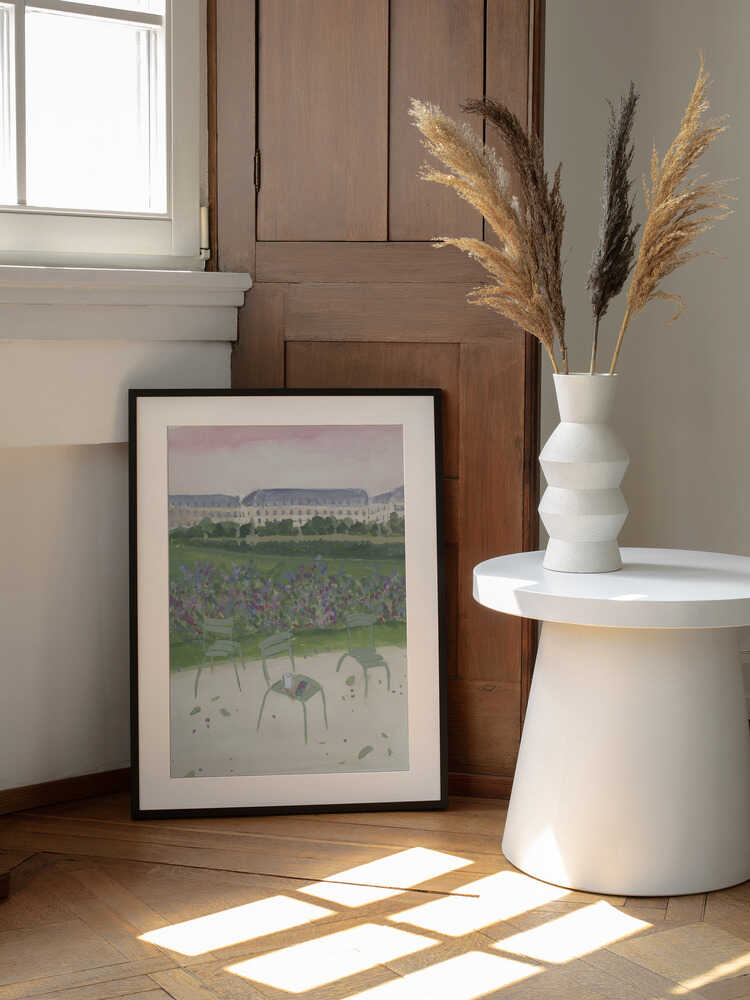 Paris Garden Watercolor Illustration, arte de Katharina Puritscher enmarcado en una pared