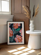 Vibrant Peony Bloom Pattern, arte de Uma Gokhale enmarcado en una pared