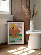 Peaceful Woman Lotus Bath, arte de Uma Gokhale enmarcado en una pared