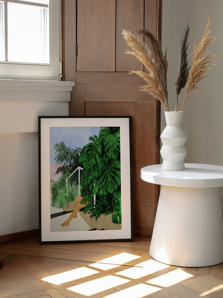 Tropical Oasis Legs, arte de Uma Gokhale enmarcado en una pared