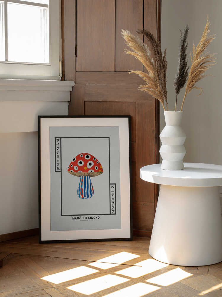 Japanese Psychedelic Mushroom, arte de Pictufy Studio IV enmarcado en una pared
