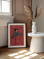 Dancing Woman Red Style, arte de Essa Van Reis enmarcado en una pared