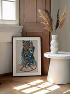 Abstract Reading Figure, arte de GIovanna Gil Alves enmarcado en una pared