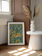 Relaxing Among Sunflowers, arte de Essa Van Reis enmarcado en una pared