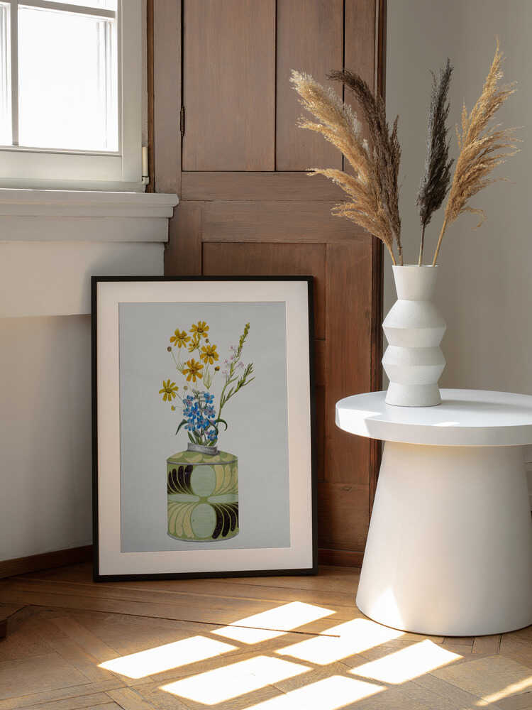 Colorful Flowers In Vase, arte de Wild Violets enmarcado en una pared