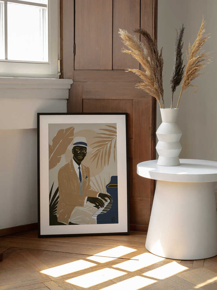 Dapper Jazz Pianist, arte de Cannavaro enmarcado en una pared