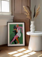 Dancing Woman Silhouette, arte de HUGO enmarcado en una pared