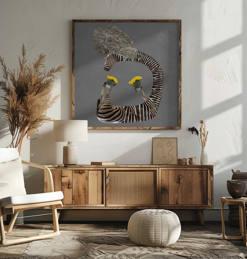Whimsical Zebra Flowers, arte de Collage Malage