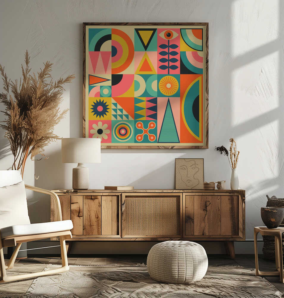 Colorful Retro Geometry, arte de Jazzberry Blue
