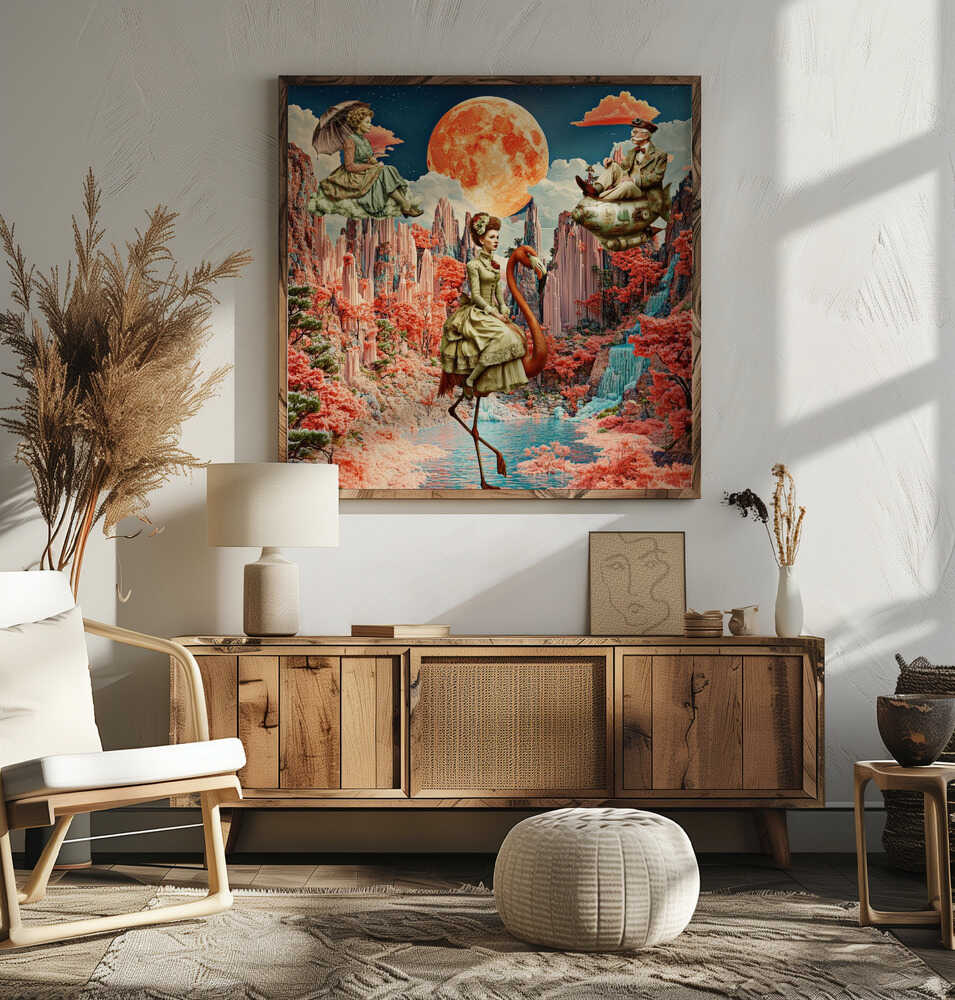 Flamingo Moon Fantasy, arte de Sue Skellern