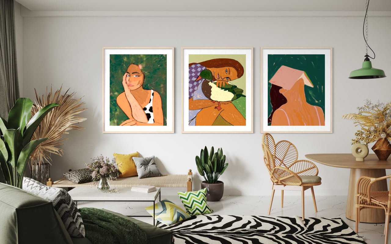 Retratos Contemporáneos · Trío — marco madera