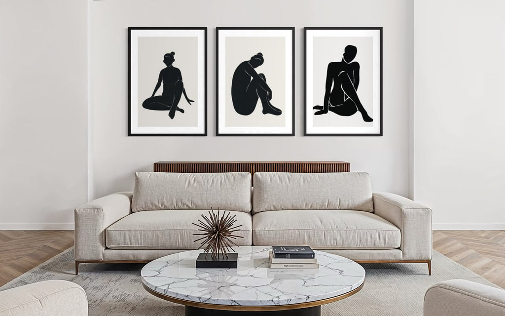 Figuras en Tinta · Trío — set de 3 cuadros enmarcados, La Pared