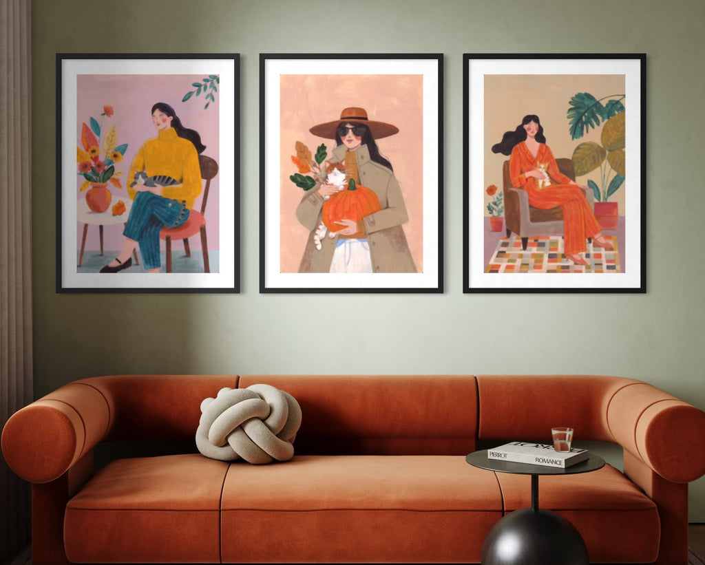 Otoño en Casa · Trío — set de 3 cuadros enmarcados, La Pared