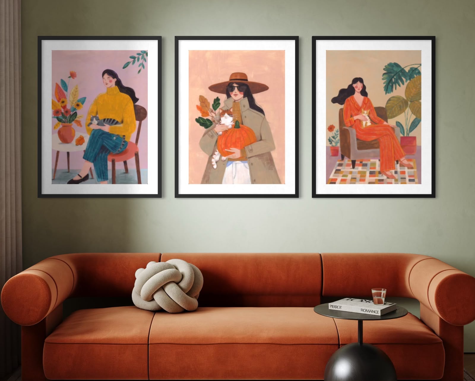 Otoño en Casa · Trío — set de 3 cuadros enmarcados, La Pared